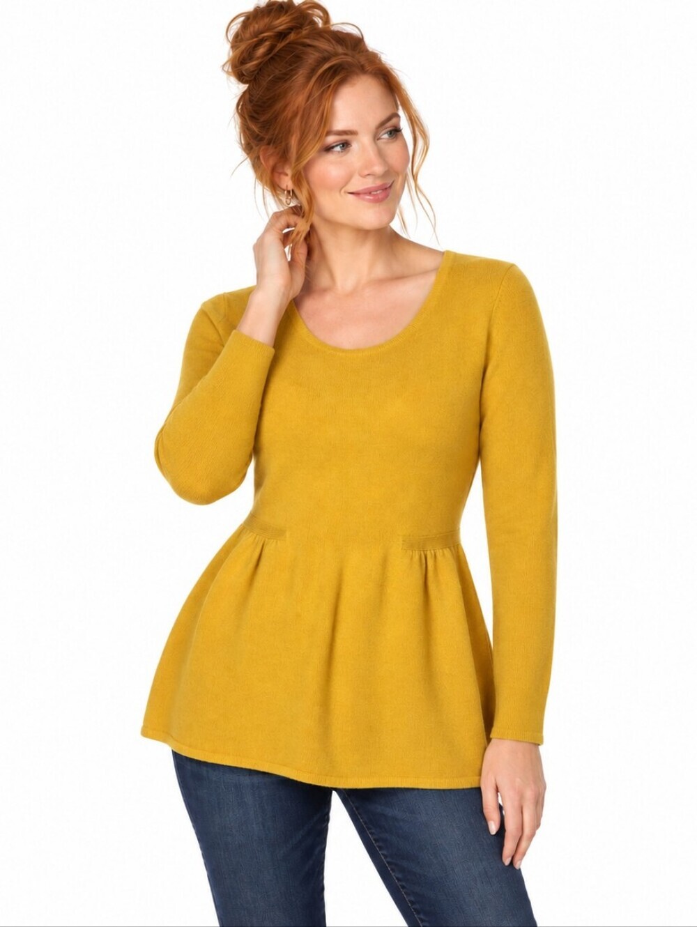 J.Crew Magnifica 100% Cashmere Peplum Tunic Sweater Mustard Fits XS